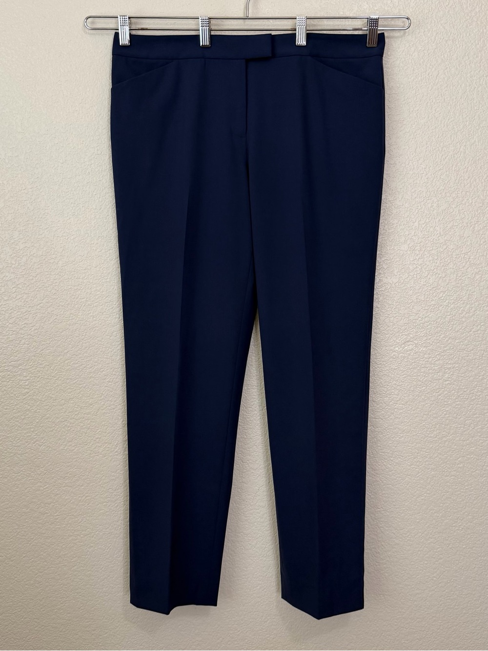 Lafayette 148 New York Irving Virgin Wool Navy Blue Ankle Pants, Size 12